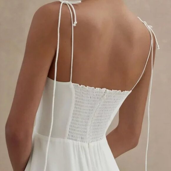 Reformation Juliette Side-Slit Crepe Midi Dress White 4 - Picture 5 of 6